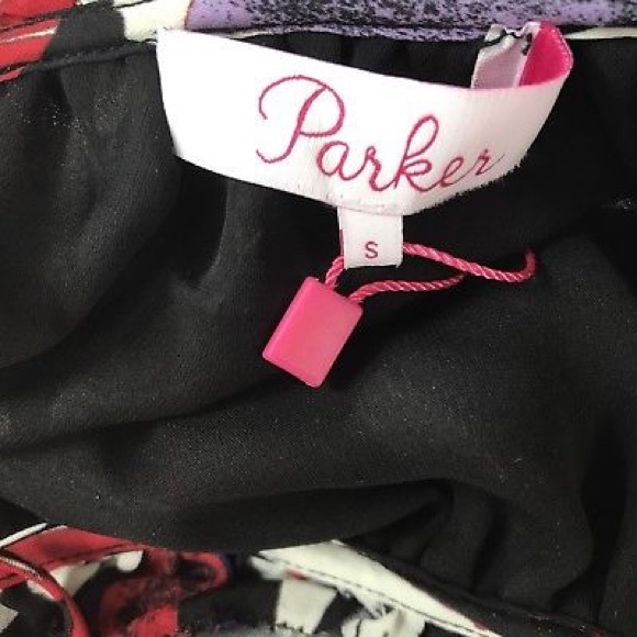 NEW Parker Cold Shoulder Dress Silk Black Floral - Picture 6 of 6